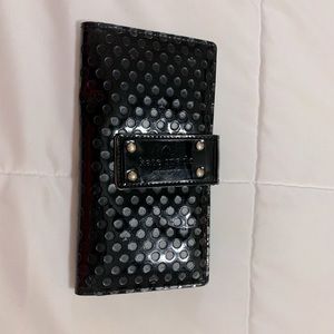 Black Kate Spade Bi-Fold Wallet- Indented dots n Kate Spade emblems